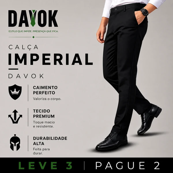 [LEVE 3 PAGUE 2] Calça Masculina Imperial em Alfaiataria Premium (Luxo Masculino em Cada Detalhe)