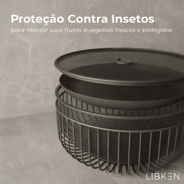 Fruteira de Mesa com Tampa Tela Mesh