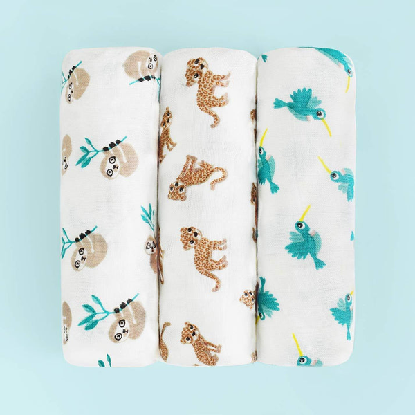 Kit com 3 Fraldas De Pano Estampadas