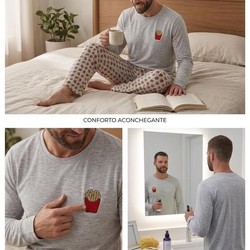 PIJAMA MANGA LONGA ADULTO BATATA FRITA 76219 PINGO LELE