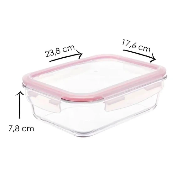 Kit com 3 Potes de Vidro Herméticos Retangulares 1,5L Invicta