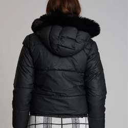 Doudoune Detalhe em Pelos Lauden Preto Velour