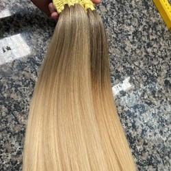 Cabelo Brasileiro Loiro Mesclado 50cm (Raiz Escura) - 100gr