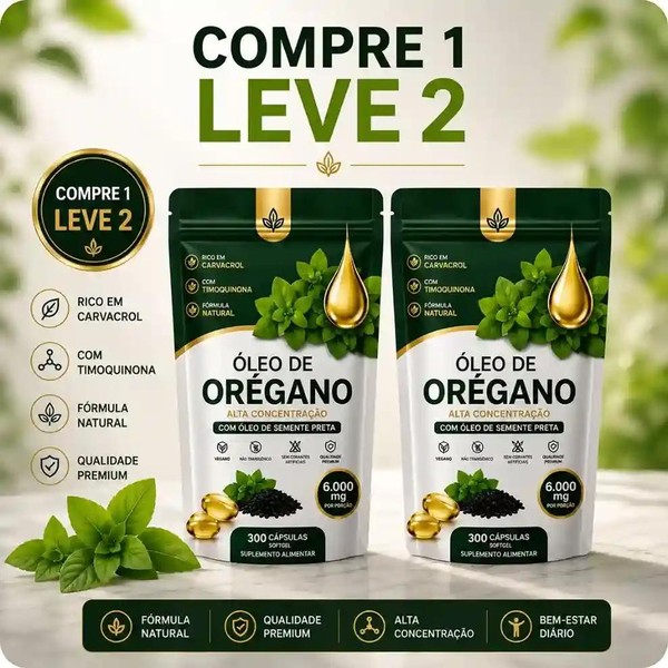 Óleo de Orégano Premium - Proteção natural todos os dias - 2 unidades