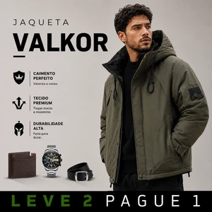 [LEVE 2 PAGUE 1] Jaqueta Masculina Valkor com Forro Térmico +3BRINDES: Relógio, Cinto e Carteira
