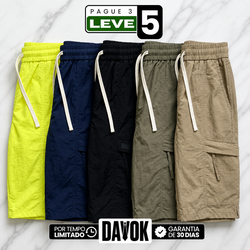[Pague 3, Leve 5!] Bermuda Cargo Fornax Masculina em Nylon Técnico Hidrorrepelente com Bolsos Utilitários e Cós Elástico