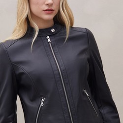 Jaqueta de Couro Pelica Zipper - Preto