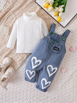 Conjunto Jardineirinha Jeans