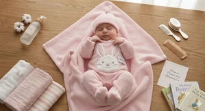 KIT BABY PARAÍSO MACACÃO MANTA E TOUCA PLUSH COELHINHO ROSA BEBE - 13008
