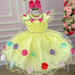 Vestido Fantasia Luxo - Jardim Encantado Amarelo - Acompanha Asa