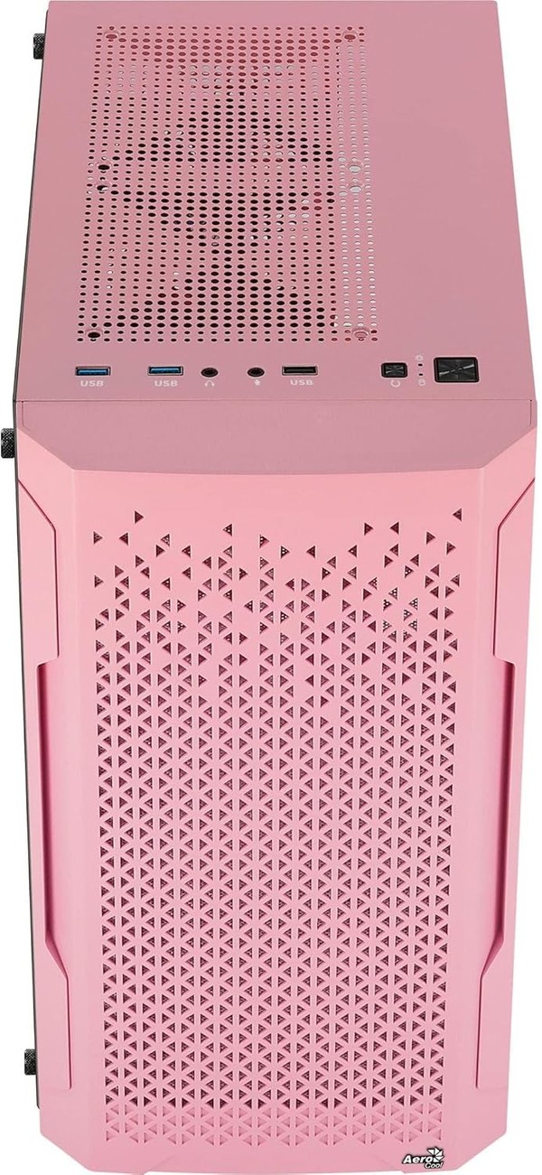 Gabinete Gamer Aerocool ATX Trinity Mini V1 Lateral em Vidro Rosa