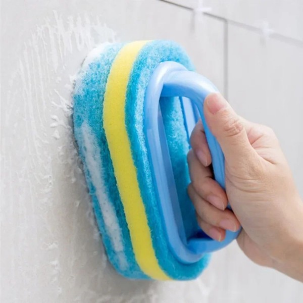 Esponja de Limpeza Multifuncional com Cabo para Cozinha, Banheiro, Azulejos, Vidros e Remoção de Manchas com Design de Fácil Manuseio