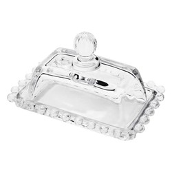 Manteigueira Cristal G 17 cm x 10,5 cm x 10 cm Pearl Bolinha Wolff Transparente