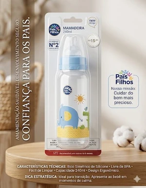 MAMADEIRA DE 240 ML COM BICO ASSIMETRICO