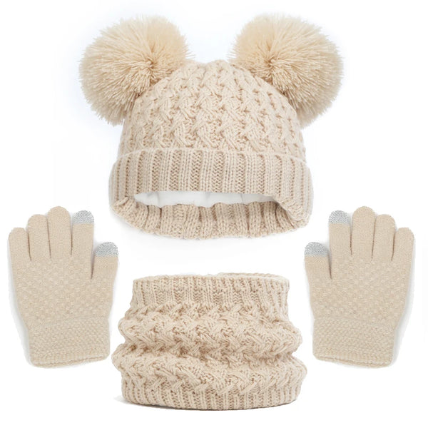Kit Touca Luvas Cachecol  de Inverno Infantil