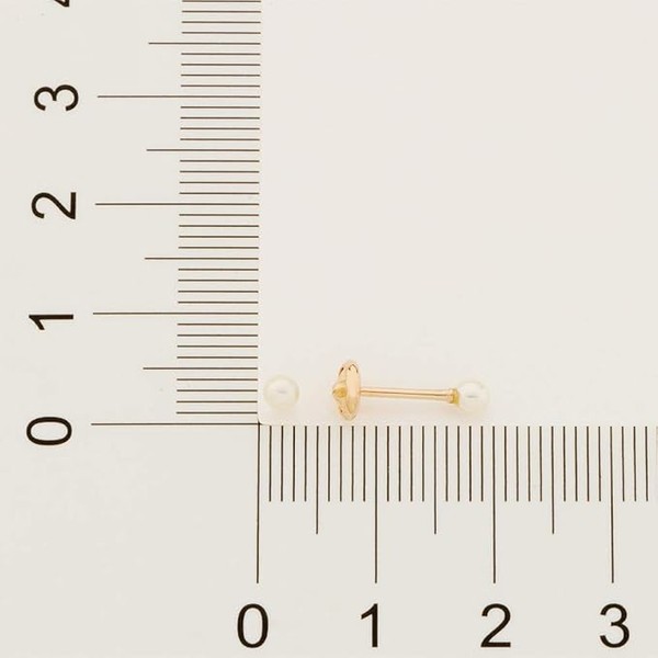 Brinco Rommanel 520190 Banhado Ouro Pérola 4 Mm Tarraxa Baby Cor Dourado