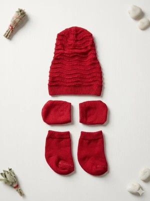 KIT BEBE LUVA/PAR DE LUVAS/ SAPATINHO VERMELHO CENTOPE