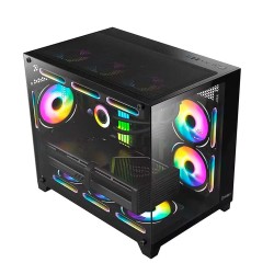 Gabinete Gamer Fortrek Clarity Frontal e Lateral em Vidro Micro ATX Preto