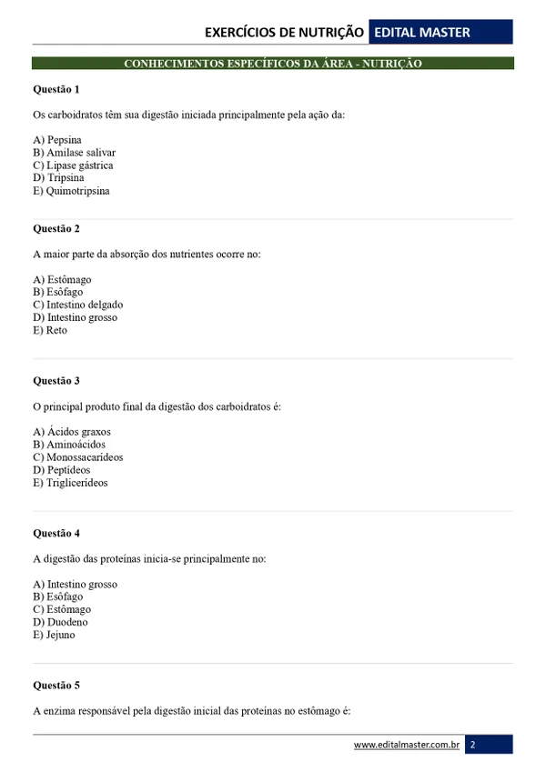 Nutricionista - 240 Questões Gabaritadas