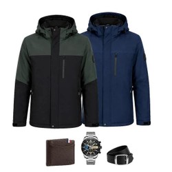 Jaqueta Masculina Mavero em Interior Forrado Térmico a Prova D'Água e Capuz Removível +BRINDES: Relógio, Cinto e Carteira