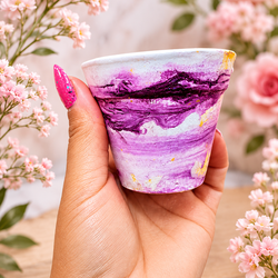 Vaso de Suculenta Marmorizado  G em Gesso Impermeabilizado (6 unidades)