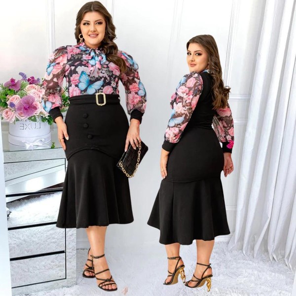 Vestido Feminino Midi Botao Com Cinto Moda Evangelica Tamanho Grande Tendencia Manga 3/4