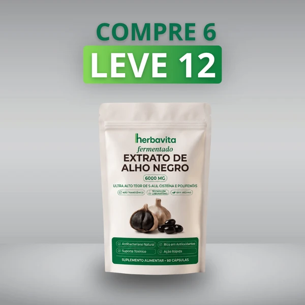 Herbavita® Alho Negro Fermentado 6.000mg - 10% de Desconto no Pix + Frete Grátis