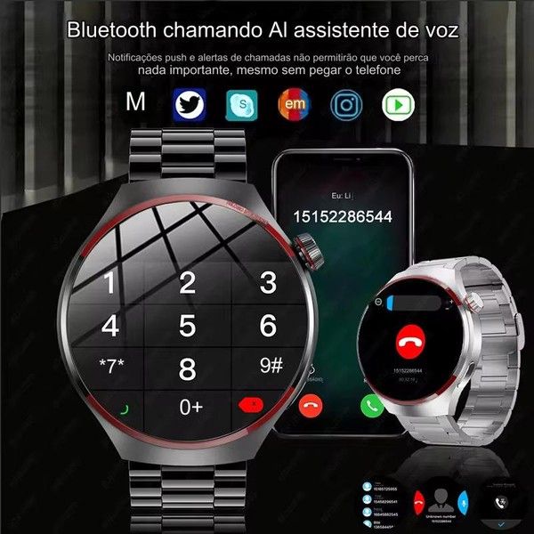 SmartWatch 4 com monitoramento de oxigênio Monitor cardíaco faz e recebe chamadas Notificações por SMS