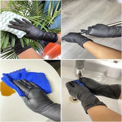 100/50/20 pçs luvas de nitrilo preto engrossado luvas descartáveis para limpeza cabeleireiro à prova dwaterproof água lavar louça tatuagem luvas