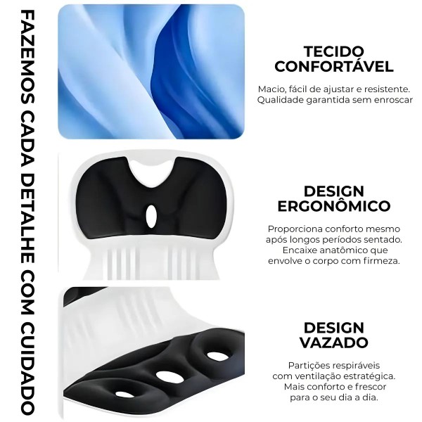 Almofada de Apoio Lombar Cadeira Correção de Coluna GG - PRE