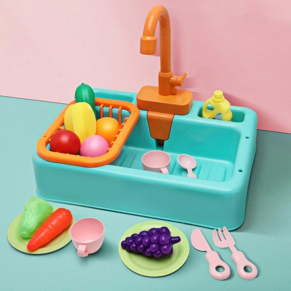 Conjunto de pia de cozinha infantil elétrica