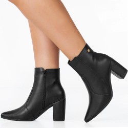 Bota feminina bico fino salto alto com zíper