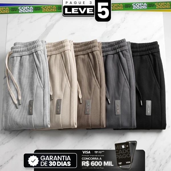 [Pague 3 Leve 5] Calça Apex Masculina em Algodão Texturizado e Poliéster de Alta Resistência