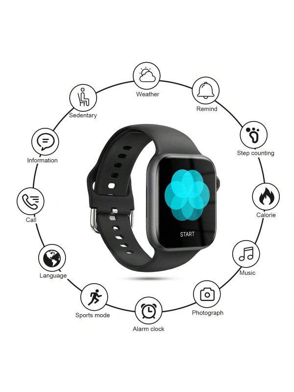 Relógio Inteligente de Silicone Unissex, com Suporte para Chamadas de Telefone, Podômetro, Contagem de Calorias, Alarme, Lembretes de Chamada/Mensagem, Tela Sensível ao Toque Full 2,01, Compatível com Android e iOS, Presente d