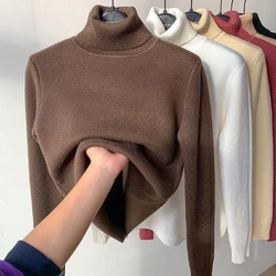 Suéter Peluciado Gola Alta Feminino,elastico,grossa,quente,casual,basico,solida,moda inverno