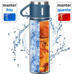 Garrafa Térmica 500ml em Aço Inoxidável com 3 Xícaras