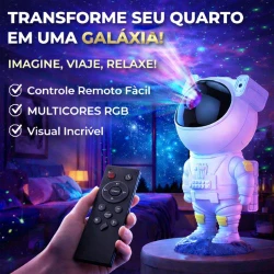 Projetor Astronauta Galáxia com Luz Estrelada e Controle Remoto
