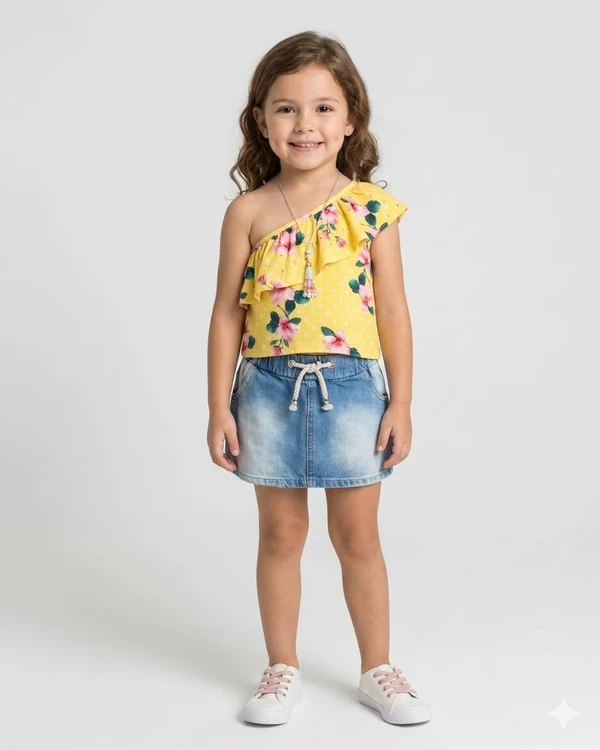 CONJUNTO CREPE SUBLIMADO  AMARELO JEANS LE PETIT 1261