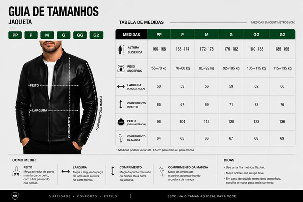 [LEVE 2 PAGUE 1] Jaqueta Masculina Vossler em Couro Legítimo Premium +BRINDES: Relógio, Cinto e Carteira