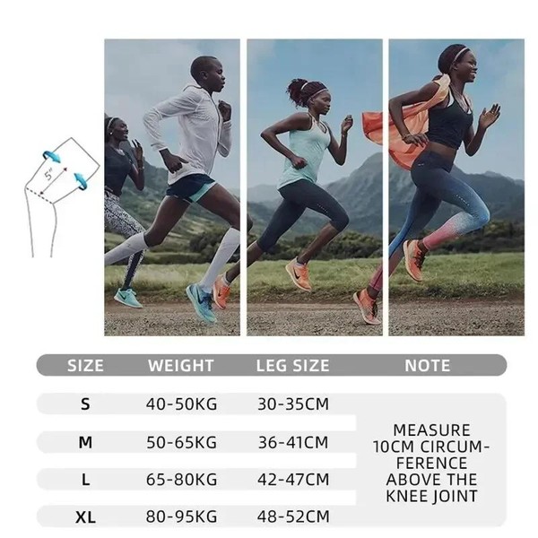 Manga de compressões de joelho com alças ajustáveis para corrida, treino e esportes durante todo o dia