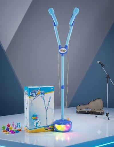 MEGA STAR MICROFONE DUPLO AZUL