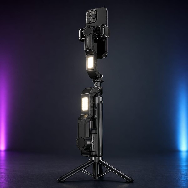 Estabilizador Gimbal para Celular 3 Eixos com Bluetooth e Luz Integrada