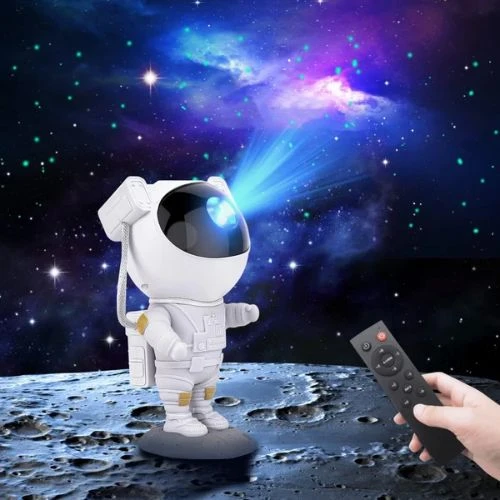 Projetor Astronauta Galáxia com Luz Estrelada e Controle Remoto