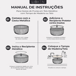 Fruteira de Mesa com Tampa Tela Mesh