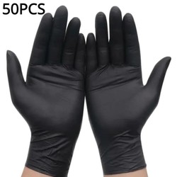 100/50/20 pçs luvas de nitrilo preto engrossado luvas descartáveis para limpeza cabeleireiro à prova dwaterproof água lavar louça tatuagem luvas