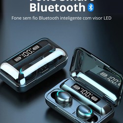 Fone De Ouvido F9 Sem Fio Bluetooth Com Visor LED Tela Smart Interativa TWS Estéreo Ideal Para Todo Tipo de Eventos