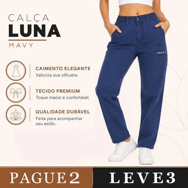 [LEVE 3  PAGUE 2] Calça Feminina Luna em Jeans Original (Charme delicado!)