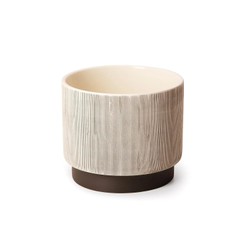 Vaso Cachepot de Cerâmica com Pedestal Bege e Marrom 15cm Mart