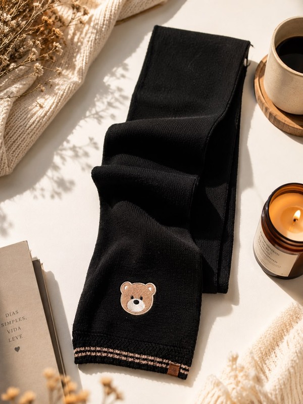 CACHECOL TRICOT PATCH URSO PRETO DAME DOS - 6778