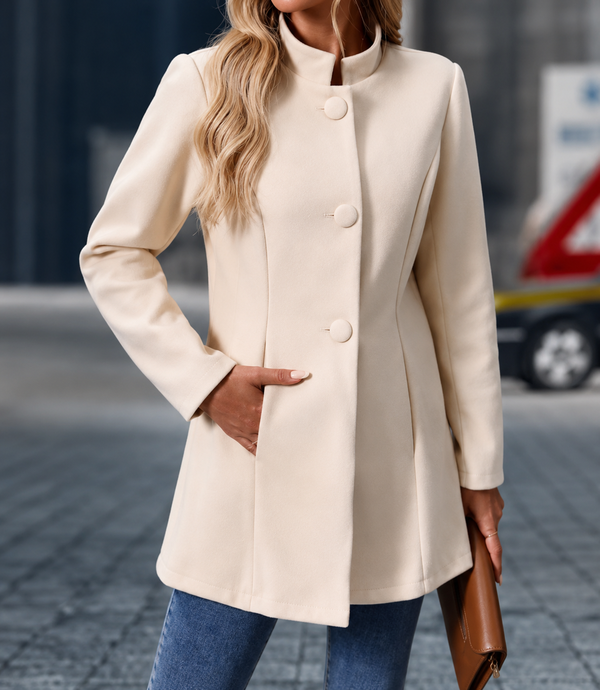 Sobretudo Feminino Inverno Lã Grossa Gola Alta